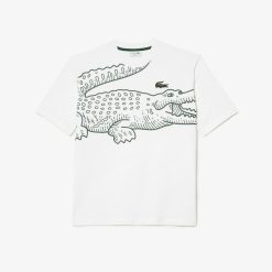 T-Shirts | LACOSTE T-Shirt Col Rond Homme Lacoste Loose Fit Imprime Crocodile