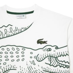 T-Shirts | LACOSTE T-Shirt Col Rond Homme Lacoste Loose Fit Imprime Crocodile