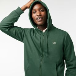 Sweatshirts | LACOSTE Sweatshirt Jogger Zippe Homme En Molleton Lacoste Avec Poche Kangourou