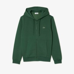 Sweatshirts | LACOSTE Sweatshirt Jogger Zippe Homme En Molleton Lacoste Avec Poche Kangourou