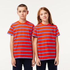 Vetements Garcon | LACOSTE T-Shirt Enfant Lacoste Avec Imprime Raye En Jersey De Coton