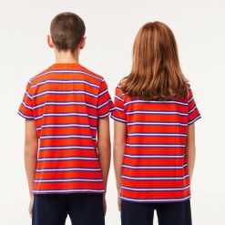 Vetements Garcon | LACOSTE T-Shirt Enfant Lacoste Avec Imprime Raye En Jersey De Coton