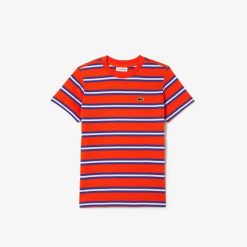 Vetements Garcon | LACOSTE T-Shirt Enfant Lacoste Avec Imprime Raye En Jersey De Coton