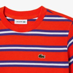 Vetements Garcon | LACOSTE T-Shirt Enfant Lacoste Avec Imprime Raye En Jersey De Coton