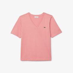 T-Shirts | LACOSTE T-Shirt Relaxed Fit En Jersey De Coton Doux Col V