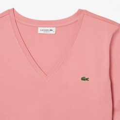 T-Shirts | LACOSTE T-Shirt Relaxed Fit En Jersey De Coton Doux Col V