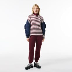 T-Shirts | LACOSTE T-Shirt Manches Longues Femme Lacoste A Rayures En Jersey De Coton