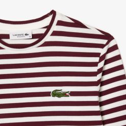 T-Shirts | LACOSTE T-Shirt Manches Longues Femme Lacoste A Rayures En Jersey De Coton