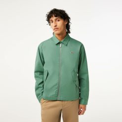 Manteaux & Vestes | LACOSTE Veste Zippee Courte Unie En Gabardine De Coton Bio