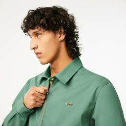 Manteaux & Vestes | LACOSTE Veste Zippee Courte Unie En Gabardine De Coton Bio