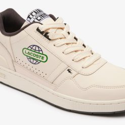 Sneakers | LACOSTE Sneakers T-Clip Homme En Cuir Avec Mappemondes