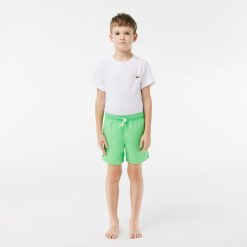 Vetements Garcon | LACOSTE Short De Bain Garcon Uni A Sechage Rapide