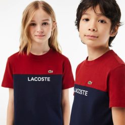 Vetements Garcon | LACOSTE T-Shirt Enfant Color-Block Lacoste En Jersey De Coton Biologique