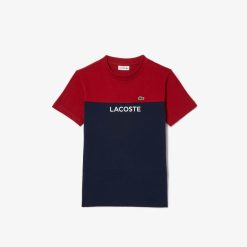 Vetements Garcon | LACOSTE T-Shirt Enfant Color-Block Lacoste En Jersey De Coton Biologique