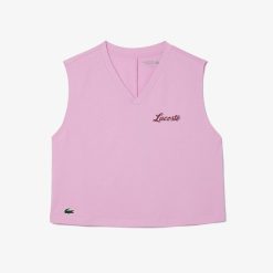 Vetements De Sport | LACOSTE Crop Top Sport Ultra-Dry Avec Imprime Lacoste