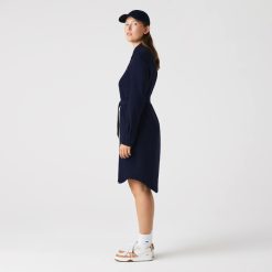 Robes & Jupes | LACOSTE Robe Polo Femme Lacoste Avec Taille Ajustable En Pique De Coton