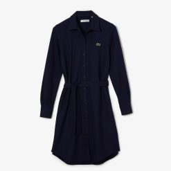 Robes & Jupes | LACOSTE Robe Polo Femme Lacoste Avec Taille Ajustable En Pique De Coton