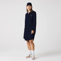 Robes & Jupes | LACOSTE Robe Polo Femme Lacoste Avec Taille Ajustable En Pique De Coton