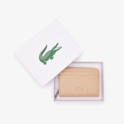 Portefeuilles & Petite Maroquinerie | LACOSTE Petit Porte-Monnaie Unie Chantaco Zippe En Cuir Premium