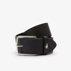 Ceintures | LACOSTE Ceinture En Cuir Graine A Boucle Carree Gravee Lacoste