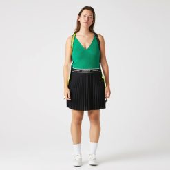 Robes & Jupes | LACOSTE Jupe Courte Plissee Femme Avec Ceinture Elastiquee Lacoste