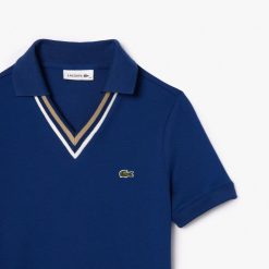 Robes & Jupes | LACOSTE Robe Polo Slim Fit Col V En Petit Pique Extensible