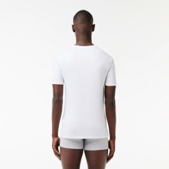 Sous-Vetements & Vetements D'Interieur | LACOSTE Lot De 3 T-Shirts D'Interieurs Slim Fit A Col V En Coton Uni