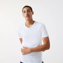 Sous-Vetements & Vetements D'Interieur | LACOSTE Lot De 3 T-Shirts D'Interieurs Slim Fit A Col V En Coton Uni