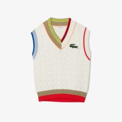 Pullovers | LACOSTE Pull De Tennis Sans Manche Femme Lacoste Avec Torsades