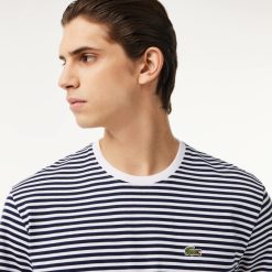 T-Shirts | LACOSTE T-Shirt A Rayures En Coton Epais