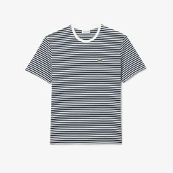 T-Shirts | LACOSTE T-Shirt A Rayures En Coton Epais