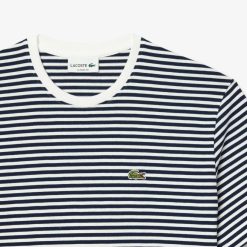 T-Shirts | LACOSTE T-Shirt A Rayures En Coton Epais