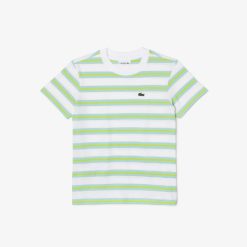 Vetements Fille | LACOSTE T-Shirt Enfant Lacoste Avec Imprime Raye En Jersey De Coton