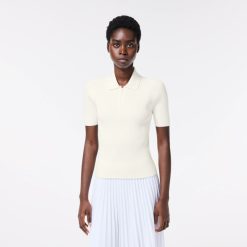 Pullovers | LACOSTE Polo Col Zippe Femme Lacoste En Maille