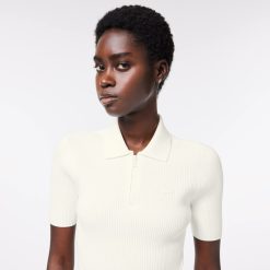 Pullovers | LACOSTE Polo Col Zippe Femme Lacoste En Maille