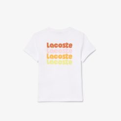 Vetements Fille | LACOSTE T-Shirt Imprime Contraste En Jersey De Coton