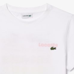 Vetements Fille | LACOSTE T-Shirt Imprime Contraste En Jersey De Coton