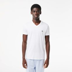 T-Shirts | LACOSTE T-Shirt Col V En Jersey De Coton Pima Uni