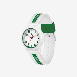 Accessoires | LACOSTE Montre Rider A 3 Aiguilles - Modele Blanc Et Vert Avec Bracelet En Silicone