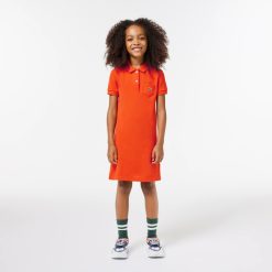 Vetements Fille | LACOSTE Robe Polo Fille En Pique De Coton Uni