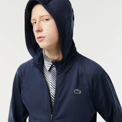 Vetements De Sport | LACOSTE Sweatshirt Zippe Homme Lacoste Sport Avec Capuche Et Col Montant