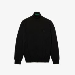 Pullovers | LACOSTE Pull A Col Roule En Laine Merinos Unie