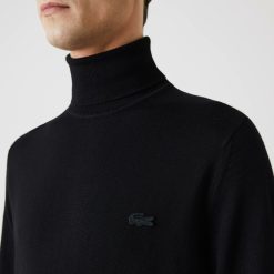 Pullovers | LACOSTE Pull A Col Roule En Laine Merinos Unie