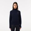 Pullovers | LACOSTE Pull Lacoste Femme Col Montant En Laine