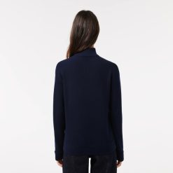 Pullovers | LACOSTE Pull Lacoste Femme Col Montant En Laine