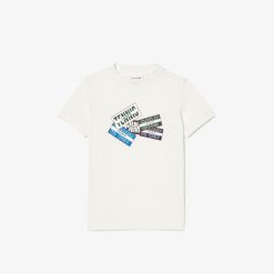 Vetements Fille | LACOSTE T-Shirt Avec Imprime Badges En Coton