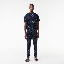 Sous-Vetements & Vetements D'Interieur | LACOSTE Pantalon De Pyjama En Coton Stretch A Motif Crocodiles