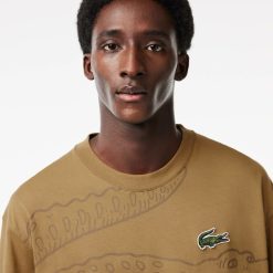 T-Shirts | LACOSTE T-Shirt Col Rond Homme Lacoste Loose Fit Imprime Crocodile