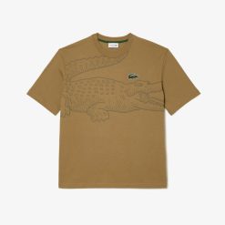 T-Shirts | LACOSTE T-Shirt Col Rond Homme Lacoste Loose Fit Imprime Crocodile