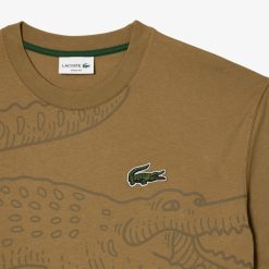 T-Shirts | LACOSTE T-Shirt Col Rond Homme Lacoste Loose Fit Imprime Crocodile